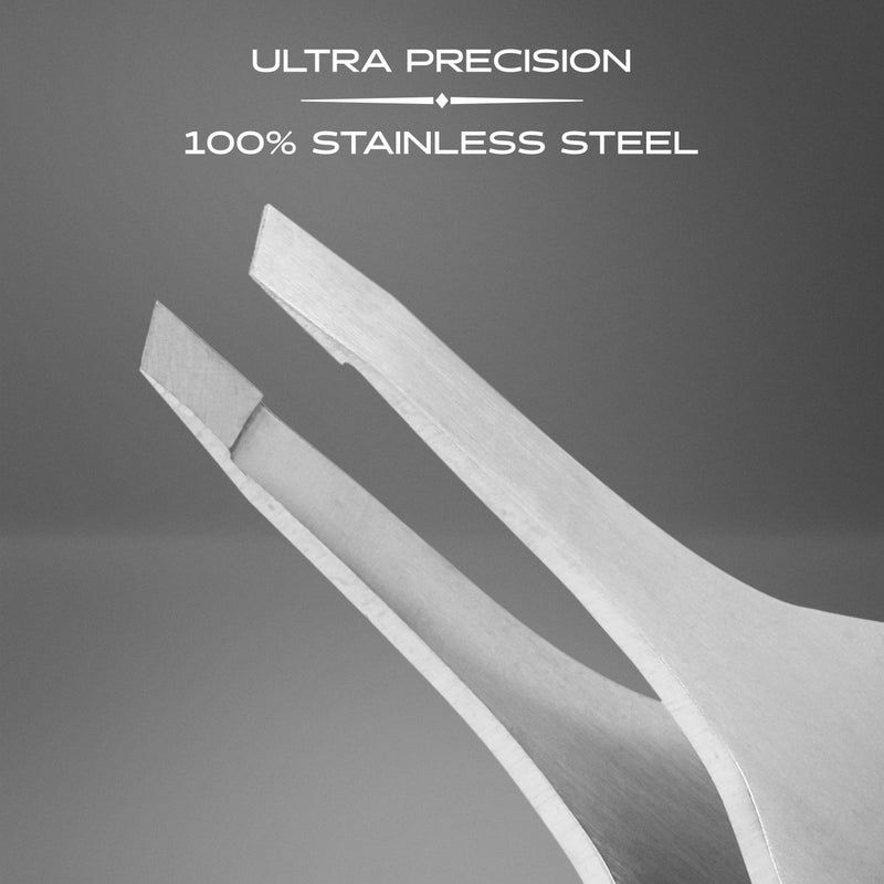 BRV MEN Wide Grip Slant Tweezers | Hand-Filed Slanted Tips for Ultra-Precision | Tweezers for Eyebrows & Nose/Ear/Facial Hair | Professional Tweezers for Women & Men - Silver - Image 4
